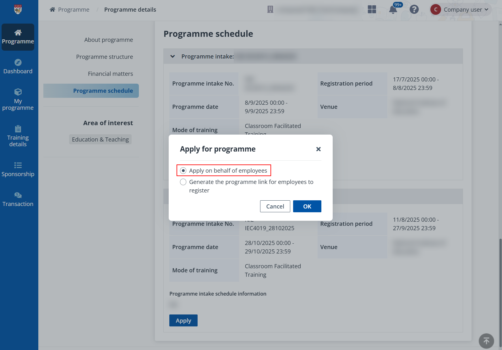 Apply on behalf of employees Apply on behalf of employees