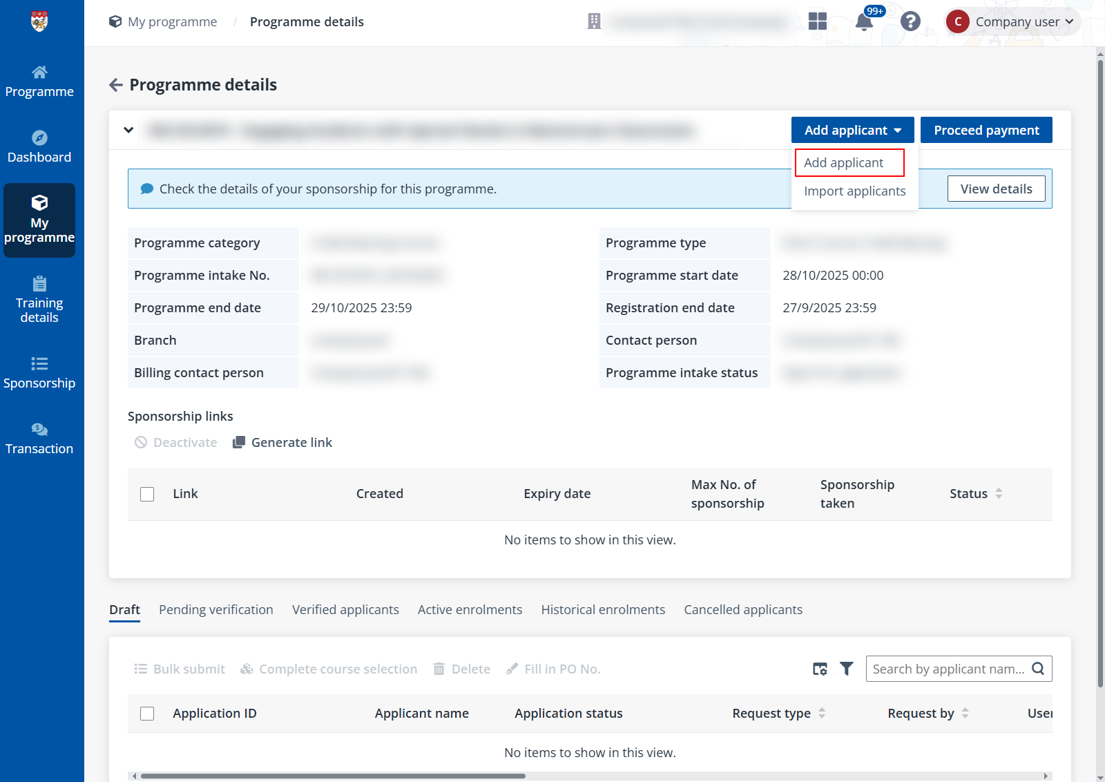 Add applicant. Add applicant.