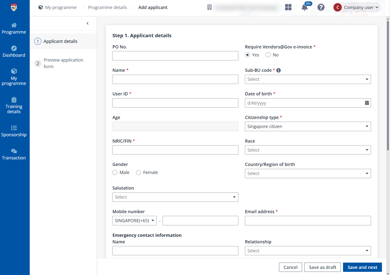 Step 1. Applicant details. Step 1. Applicant details.