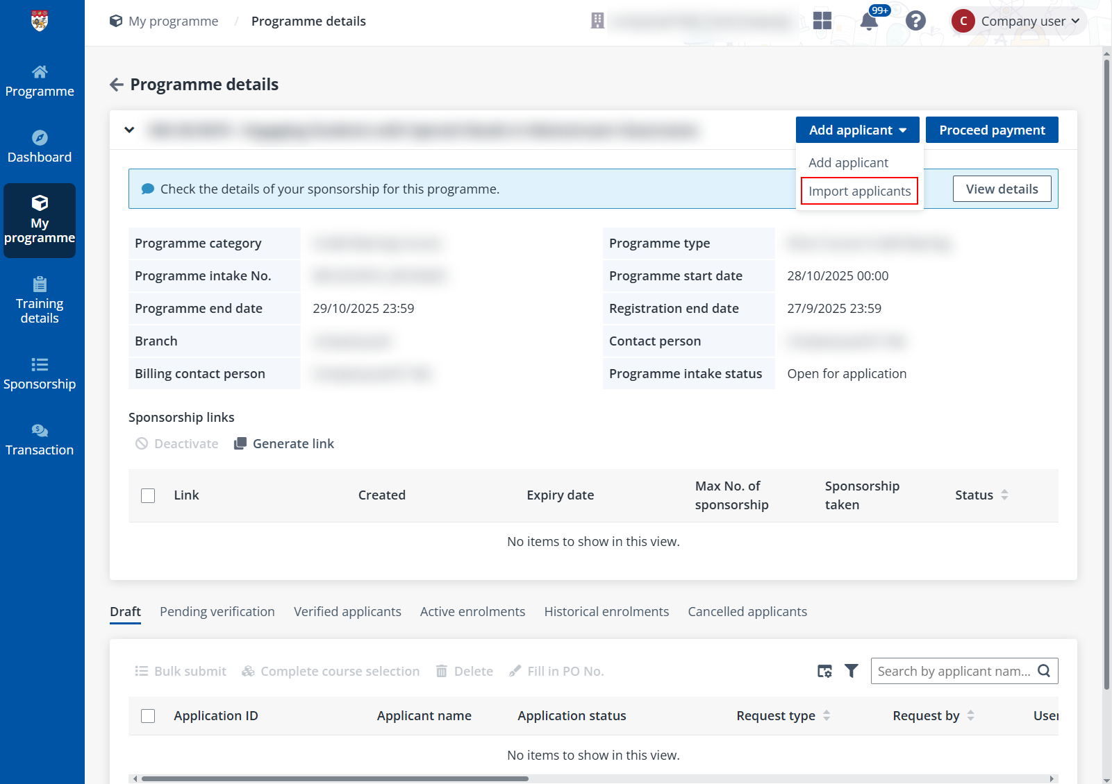 Import applicants. Import applicants.