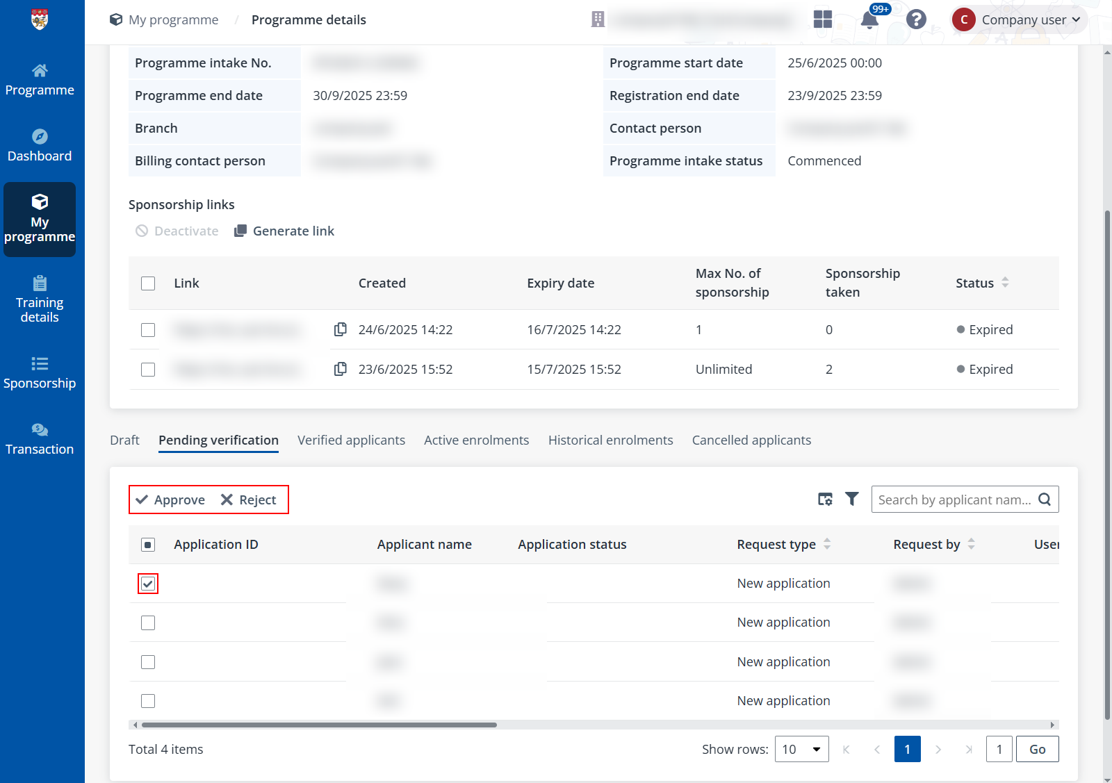 View pending verified applications in course details. View pending verified applications in course details.