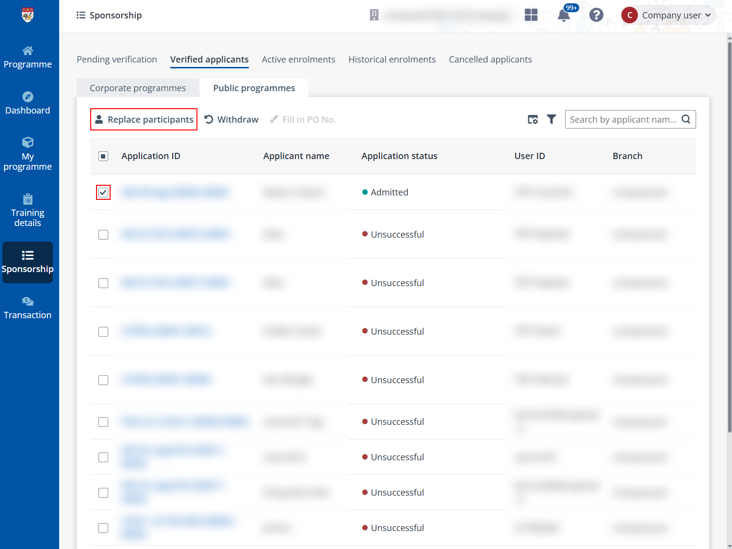 Click "Replace participants". Click "Replace participants".