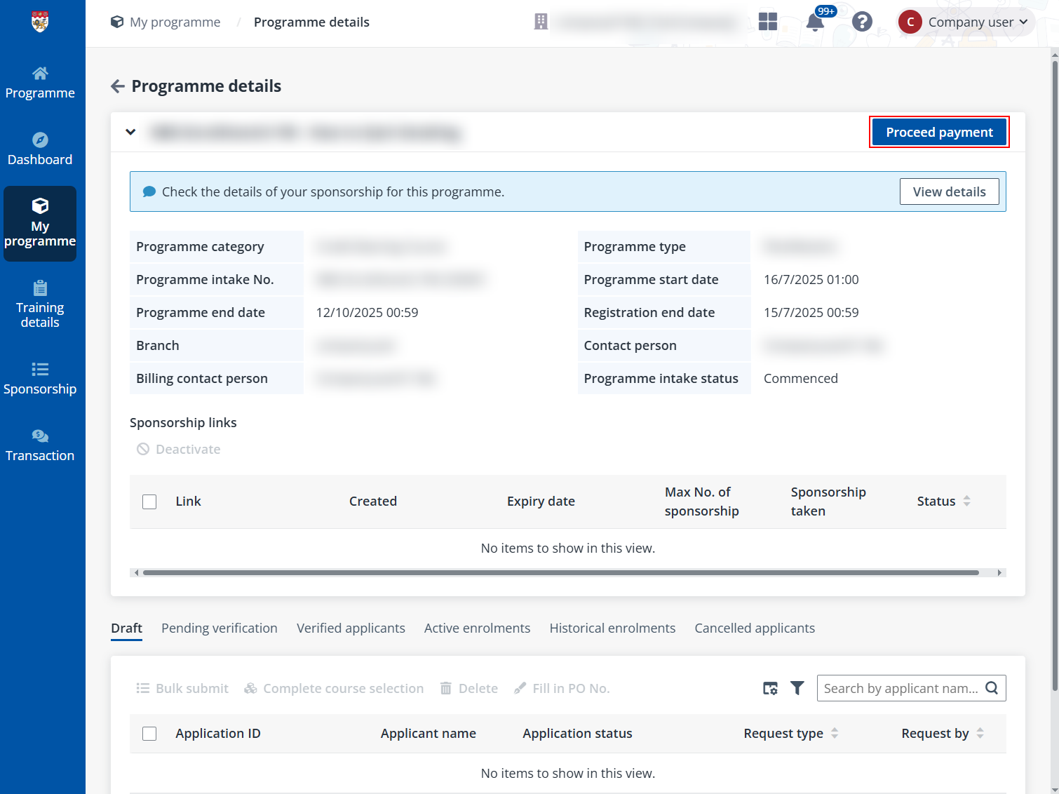 Proceed payment. Proceed payment.