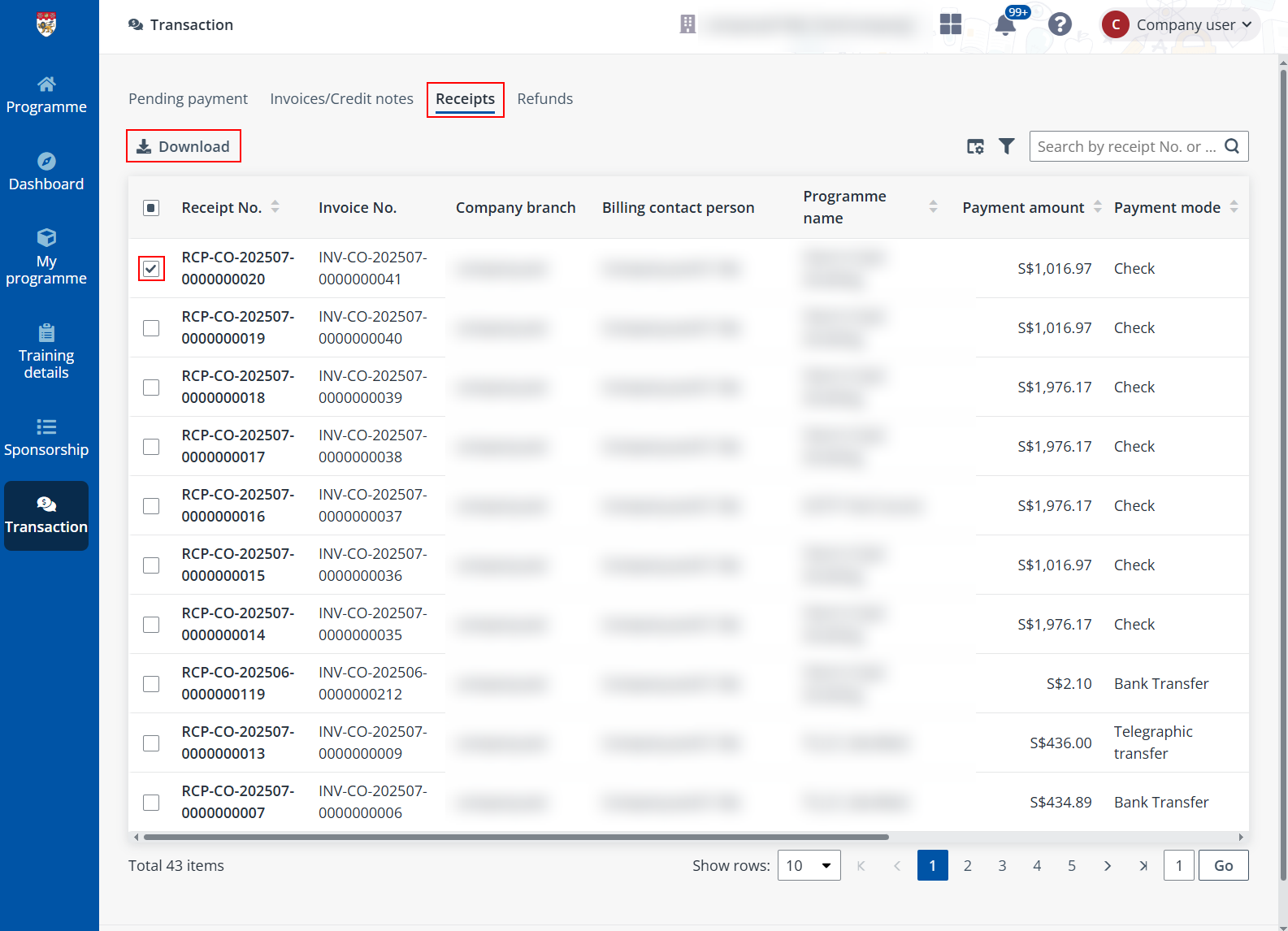Download receipt. Download receipt.
