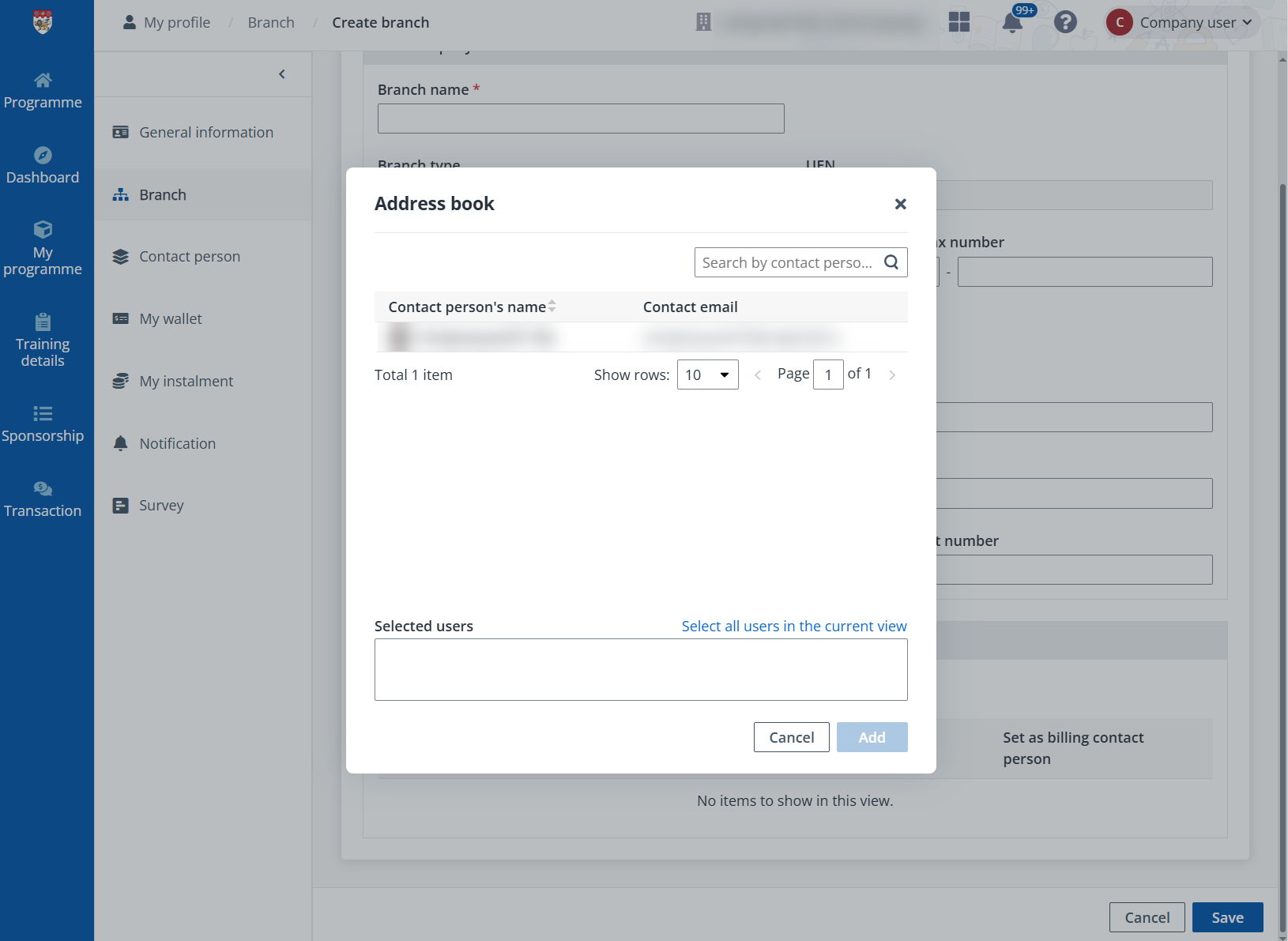 Add user from address book. Add user from address book.