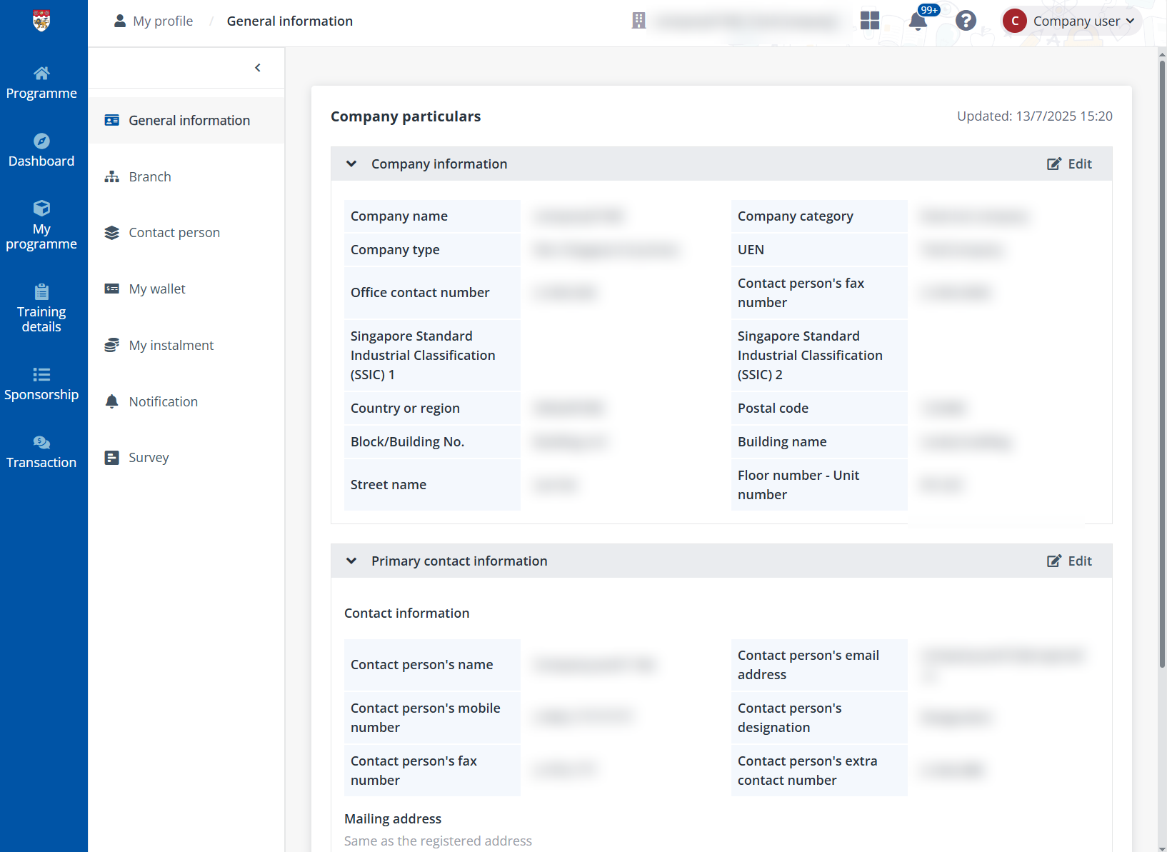 Company particulars Company particulars