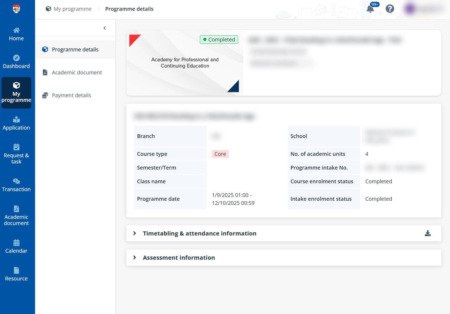 Programme details. Programme details.