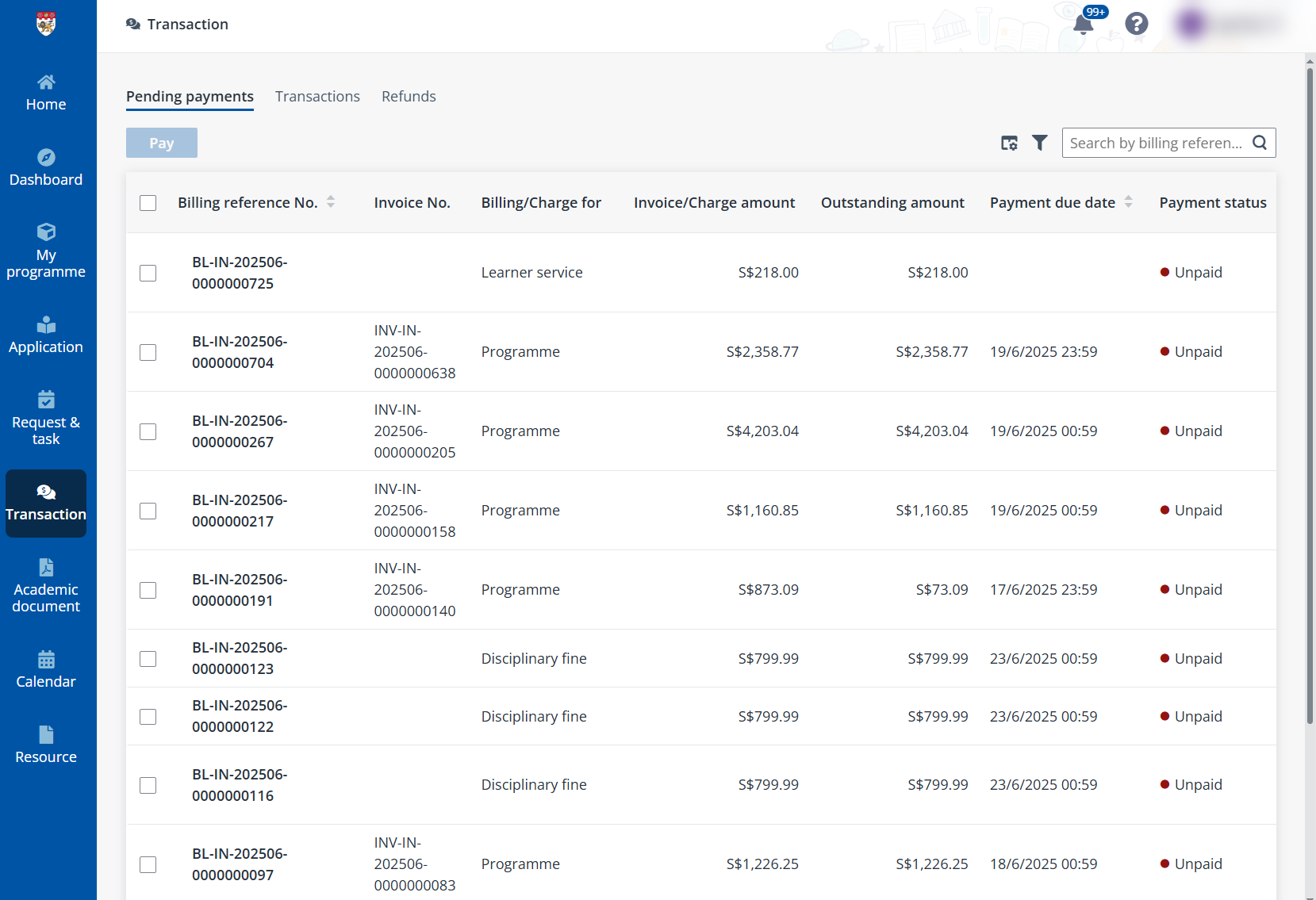 Pending payments. Pending payments.
