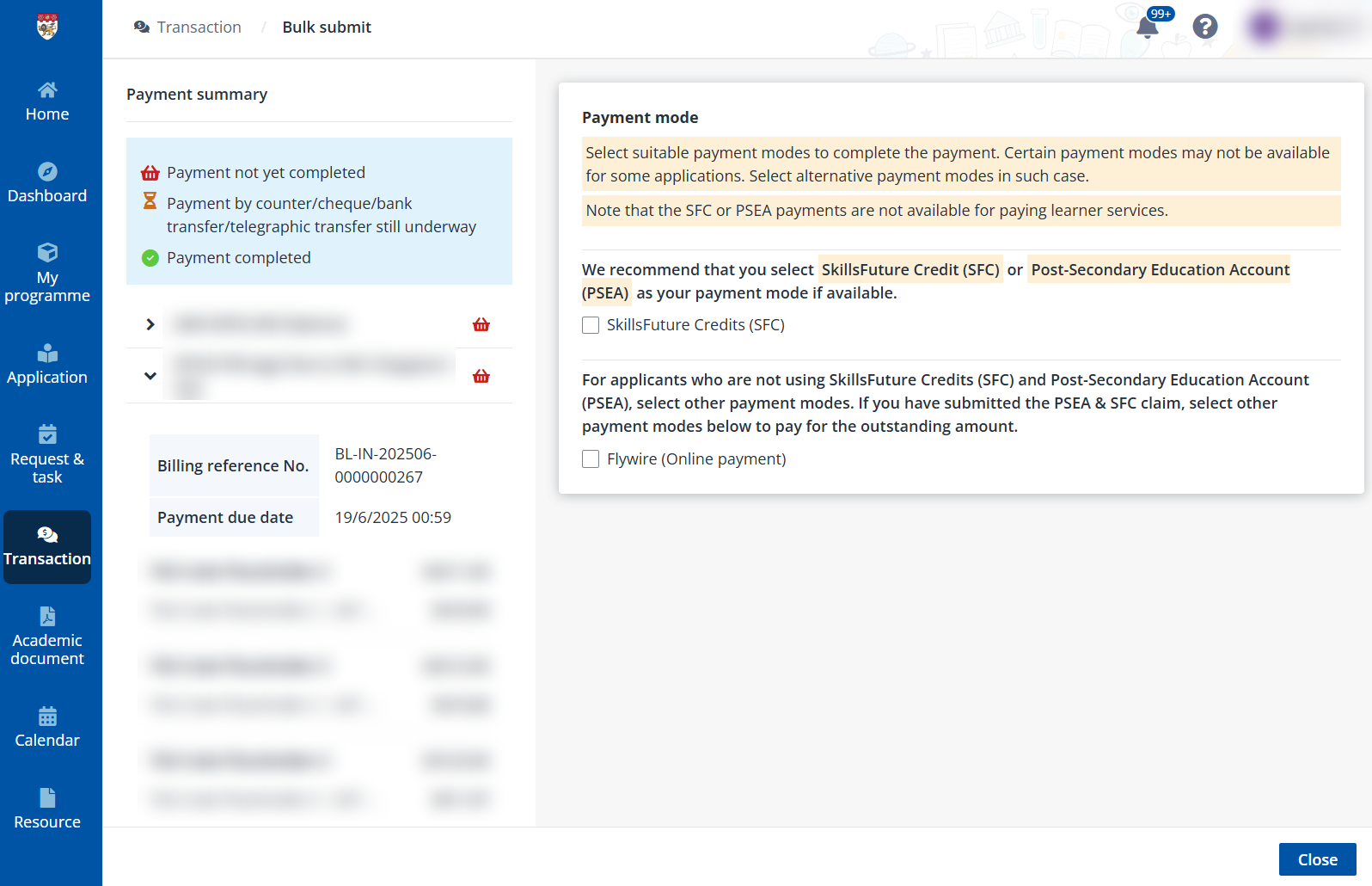 Summary for bulk payment. Summary for bulk payment.