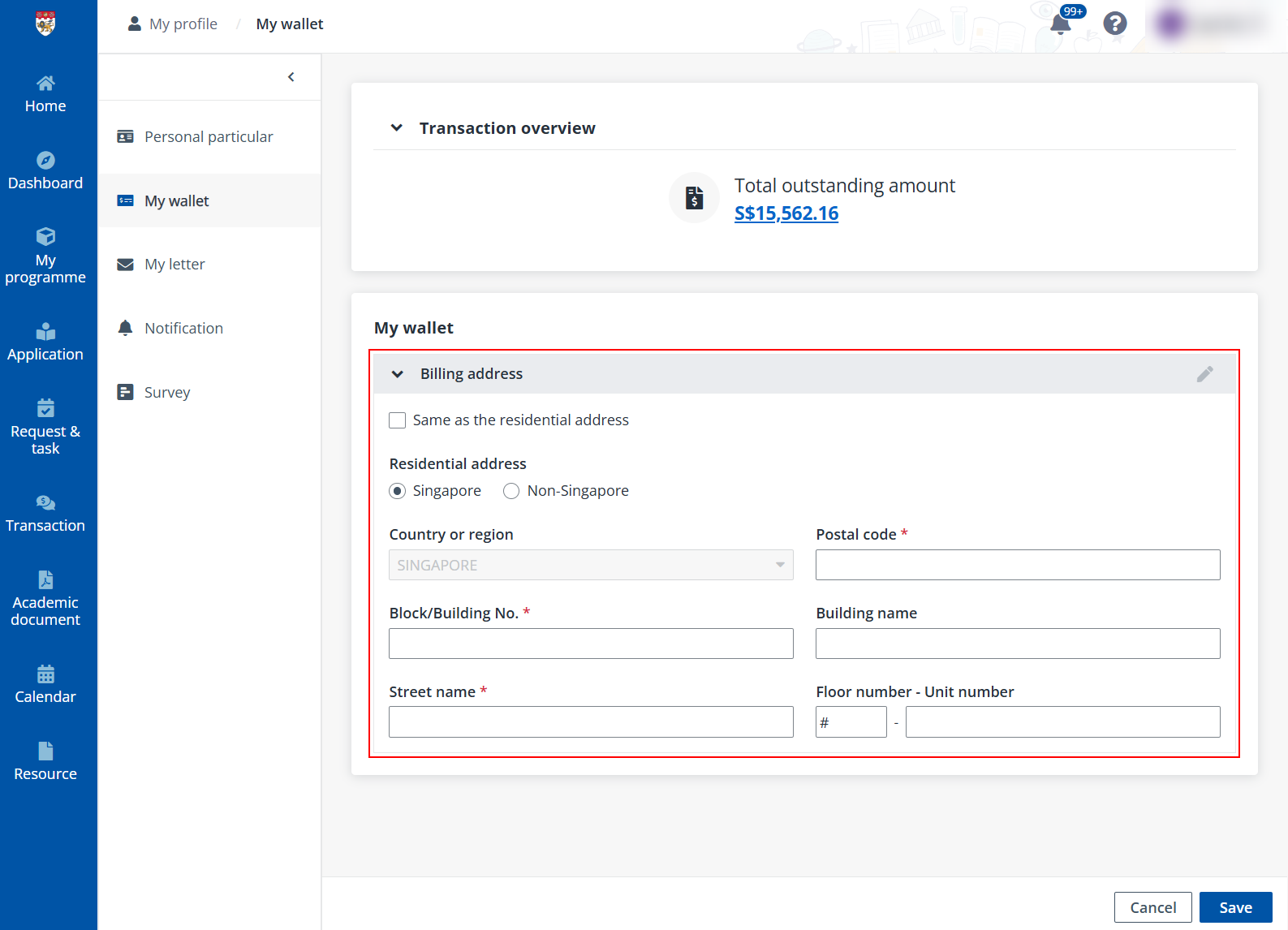 Edit billing address.
