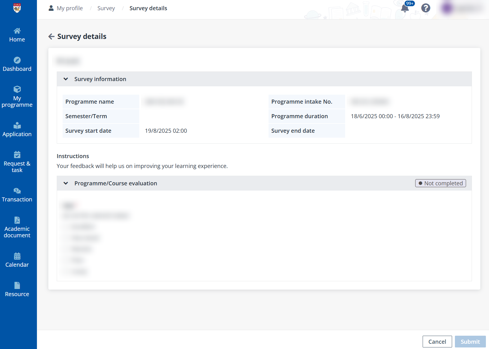 Survey details. Survey details.